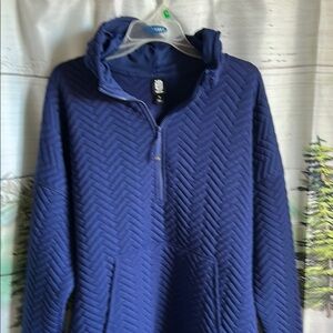 Ideology Women’s Navy Blue Quilted Half Zip Pullover Hoodie
